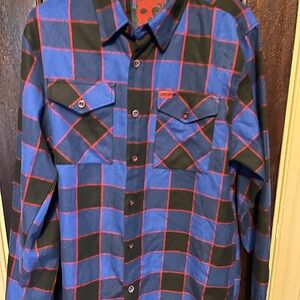 DIXXON VOORHEES Blue and Black Plaid Casual Button Down Shirt-worn 2x